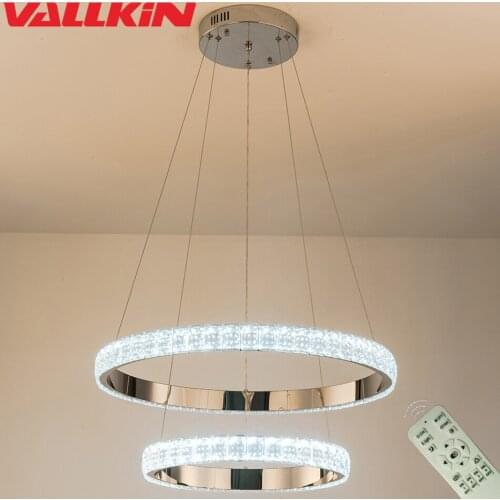 Round Crystal Pendant lights LED Ring Indoor Home Lighting Hanging Lamp for Dining room Hotel Living Ring Fixtures