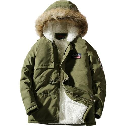 Winter Military Long Jacket Coat For Men Fleece Lined Fur Hood Jackets Winter Streetwear M-5XL Japanese Style Mens Clothing