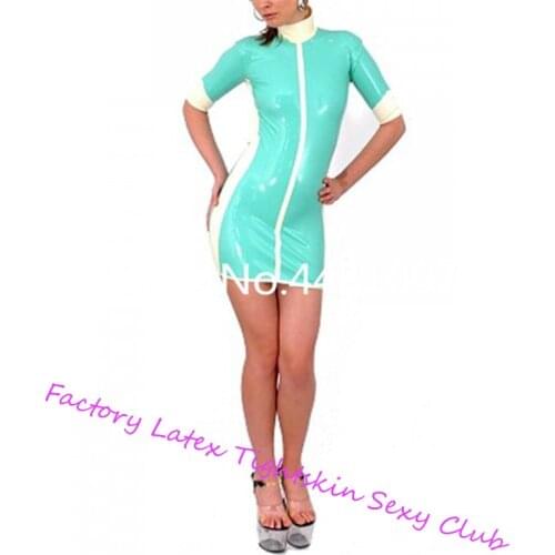 Latex Rubber Nurse Dress Tight High Collar Latex Skirt school girl cosplay costume sexy halloween costume