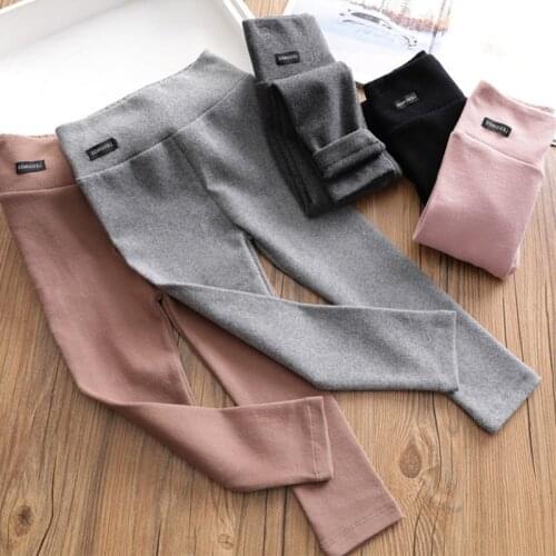 Girls Slim Stretch Leggings Autumn New Trousers Childrens Solid Color Casual Warm Pants WTP02