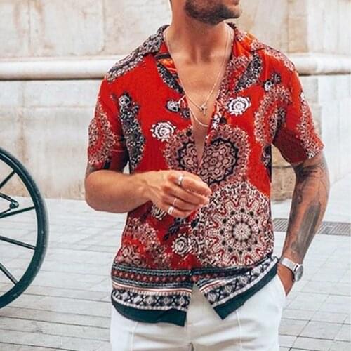 Hot Sale 2021 Summer New Mens Clothing Printed Shirt Trend Shirt Cardigan Mens High-end Fashion Gothic Short Shirt S-3XL
