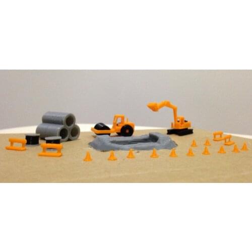 Outland Models Road Pipe Work Site Accessories and Vehicles Set Z Scale Railway