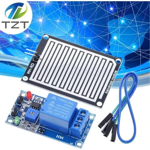 Rain water sensor module + DC 12V Relay Control Module 5V Rain Sensor Water Raindrops Detection Module for Arduino robot kit