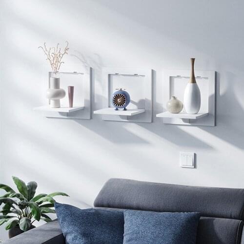 Nordic Style Wall Shelf Free Punching Wall-Mounted TV Background Wall Hanger Bedroom Balcony Bedside Creative Flower Pot Stand
