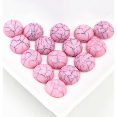 New Fashion 40pcs 8mm 10mm 12mm Pink Color Flat Back Resin Cabochons Cameo