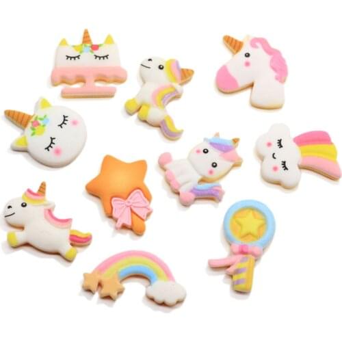 New Kawaii Cartoon Resin Flatback Cabochons Flat Back Animal Shootstar Rainbow Assorted Cabs Craft Best For Christmas