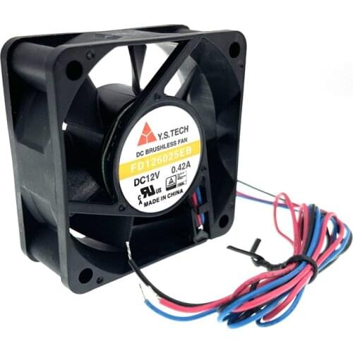 New Y.S TECH FD126025EB DC Brushless Cooling Fan 60mm 60X60X25mm 6cm 12V 5400RPM High Speed 3-Wire Alarm RD Signal Server Fans