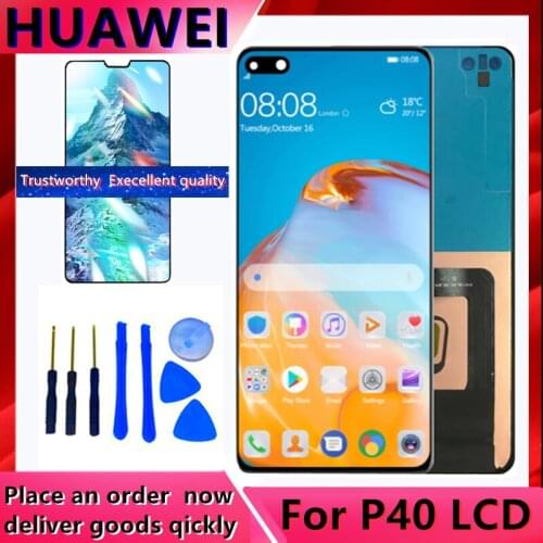 Original 6.1'' P40 Display Screen With Frame For HUAWEI P40 ANA-AN00 TN00 NX9 LX4 LCD Display Touch Screen Digitizer Assembly