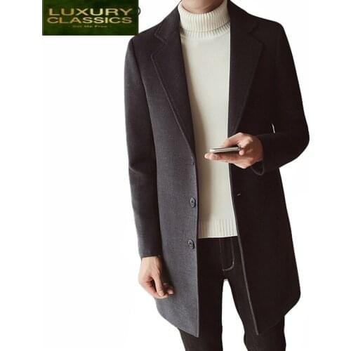Coat Men 2021 Trench Autumn Overcoat Long Slim Fit Windbreakers Plus Size Warm Coats Thick Wool Jackets Top Casaco LWL634