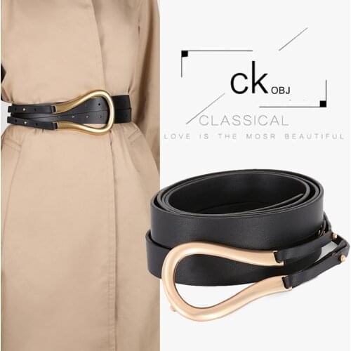 Real Cowhide Black and White Non-Porous Decorative Belt, Ladies Exquisite Dress, Wild Belt Chain, Ladies Belt Free Shipping