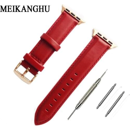 Meikanghui Genuine Leather Watch Band For Women Apple Watch Band iwatch Bracelet Leather For iWatch femme Band 38mm Accessories