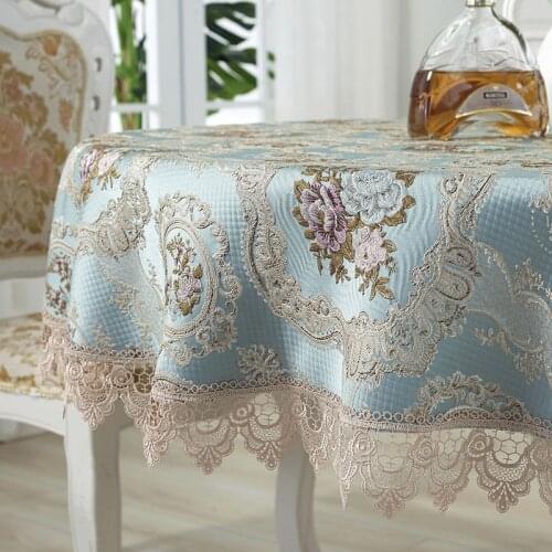 Luxury European round tablecloth Embroidery lace tablecloth dining table cloth kitchen table cover decorative table cloth sale