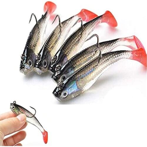 1PCS Fishing Lures With 2 Hooks Fishing Soft Lures Silicone Shad Worm Bass Baits 8cm Floating Crankbait With Artificial Hooks