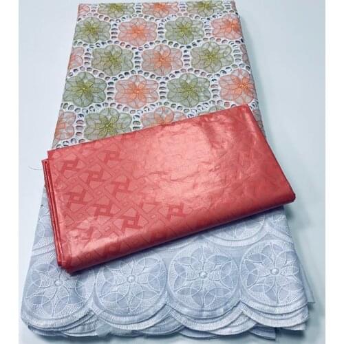 Swiss lace fabric 2.5yards +2.5yards bazin riche fabric african french cotton embroidery lace dubai style for party