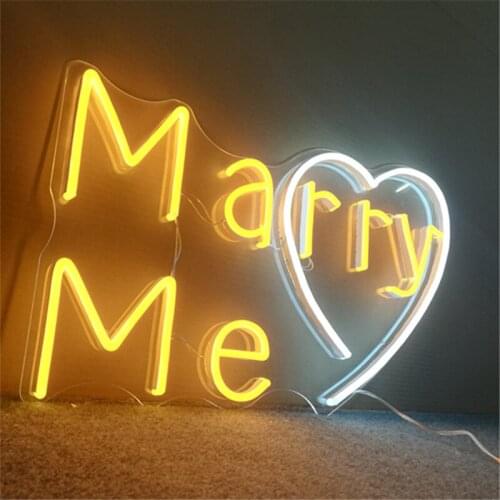 Marry Me Wedding Decoration Neon Signage Front Lit Flexible Neon Tube Signage for Wedding Party