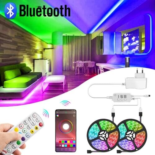 LED Strip Light Bluetooth Luces Led RGB Tape 5050 12V Flexible Ribbon Neon Lamp 5M 10M 15M Backlight for Room TV Bedroom Decor