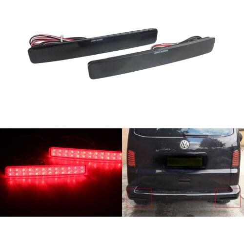 ANGRONG LED Rear Bumper Reflector Tail Stop Brake Fog Light Black Lens For VW T5 Transporter