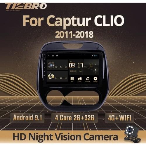TIEBRO 9'' IPS Android 9.0 Car Multimedia Auto Radio For Renault Captur CLIO 2011 2014 2015 2016-2018 Samsung QM3 Manual A/C GPS
