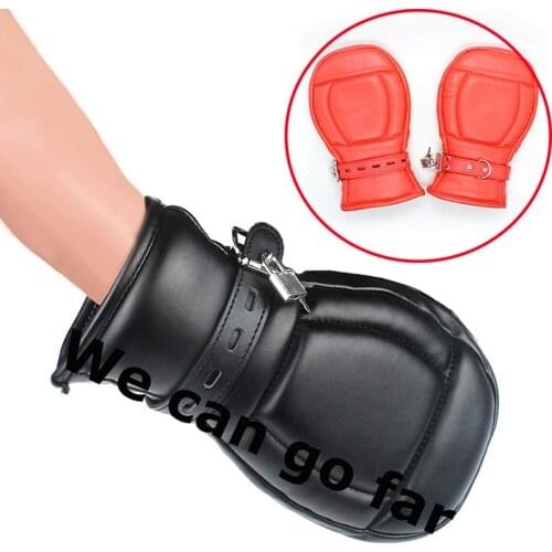 Bondage Mittens BDSM ,Leather Gloves Dog Paw Padded Fist Mitts,Handcuffs For Sex, Puppy Play Toys for Adults