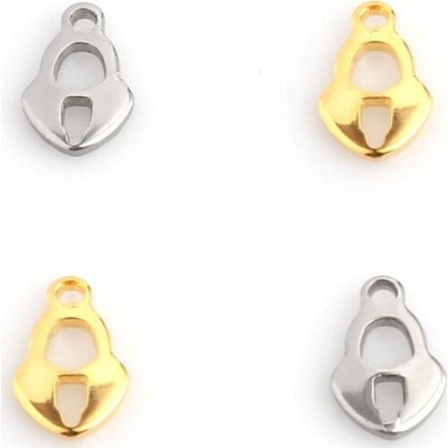 20 pcs 10x7mm Stainless Steel Stamping Lock Charms Lock Pendants For Making DIY Jewelry Earring Necklace Handmade Accessories