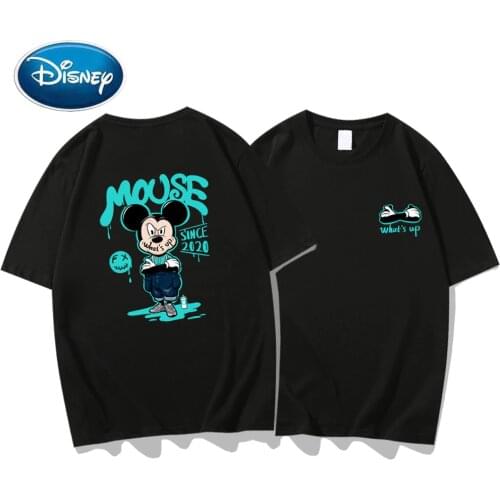 Disney Back Minnie Mickey Mouse Cartoon Letter Print Couples Unisex Women T-Shirt Short Sleeve Tee O-Neck Pullover Tops 10 Color