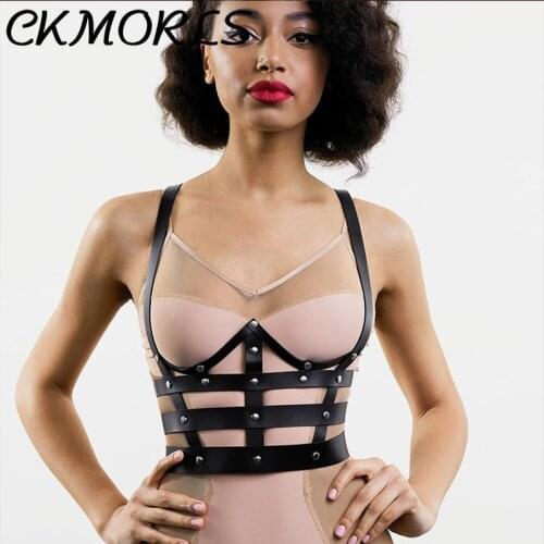 CKMORLS Women Sex Leather Bra Harness Garter Belt BDSM Sexy Waist Body Bondage Lingerie Suspenders Straps Erotic Accessories