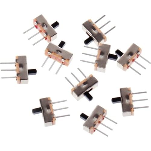 10Pcs/set 2 Position On/Off SPDT 1P2T 3 Pin PCB Panel Mini Vertical Slide Switch