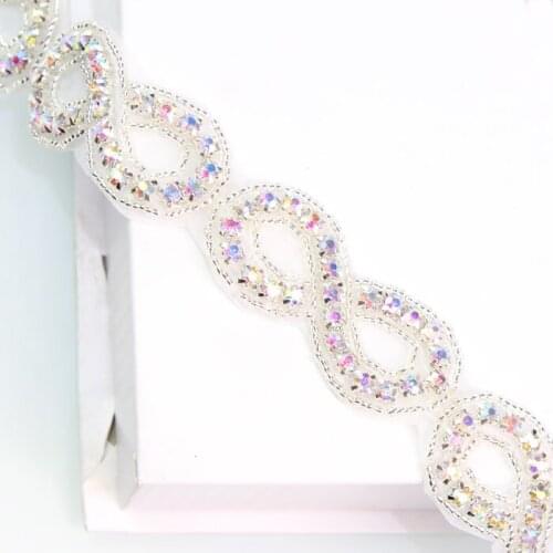 10Yards DIY Wedding Bridal Dress Applique Bling Hotfix Chain Banding Belt Rhinestone Trim Sparkling Crystal