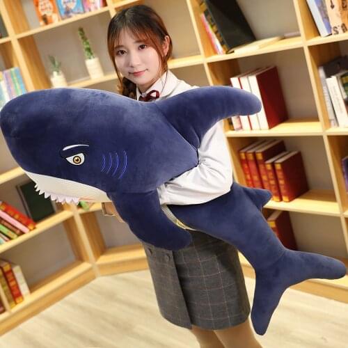 130CM Cute Huge Megalodon Shark Plush Toys Simulation Animal Bite Shark Pillow Stuffed Soft Toys for Children Kids Xmas Gifts