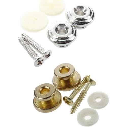 2pcs Strap Button with Mounting Screw for Guitar Mandolin---Silver & 2pcs Golden