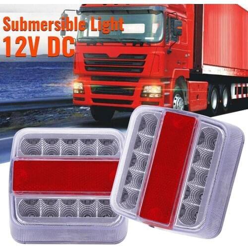 2Pcs LED Submersible Trailer Rear Tail Lights Kit Boat Marker Truck Waterproof Signal Rear Side Marker Reflector License Light