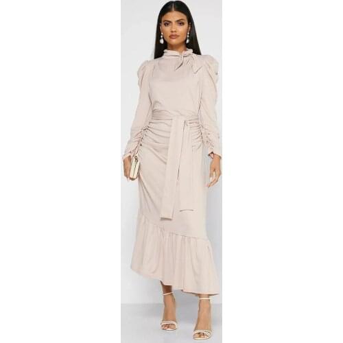 2021 Elegant Kaftan Muslim Maxi Casual Dresses for Women Islamic Clothing Closed Abaya Arab Middle East Abaya Turkey Dress