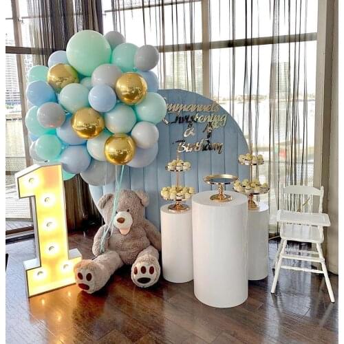 40pcs/set Latex Balloons Garland Arch Kit Macaron Blue Mint Grey Foil Gold Birthday Baby Shower First Birthday Party Decoration