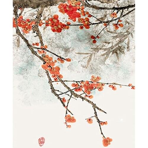 5D Diy Diamond Painting Plum blossom Diamond Mosaic Cross stitch Full Square round diamond Rhinestone Wedding decorationZP-3245