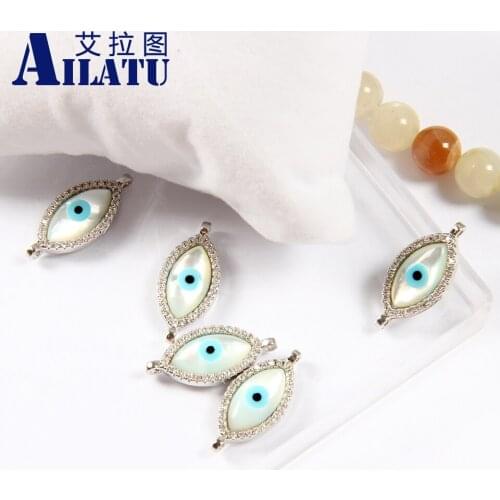 Ailatu Free Shipping 10pcs/lot Shell Eyes made of Clear Cz and Copper for DIY Jewelry