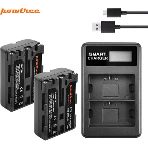 Powtree 2400mAh NP-FM500H NP FM500H Camera Battery + USB Charger Replacement For Sony A57 A58 A65 A77 A99 A550 A560 A580