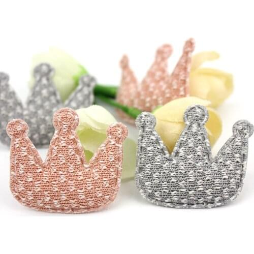 50Pcs 3*3.5cm Snowflake Cloth Crown Padded Appliques For Crafts Hairpin Handmade Headwear Decor Ornaments Accessories