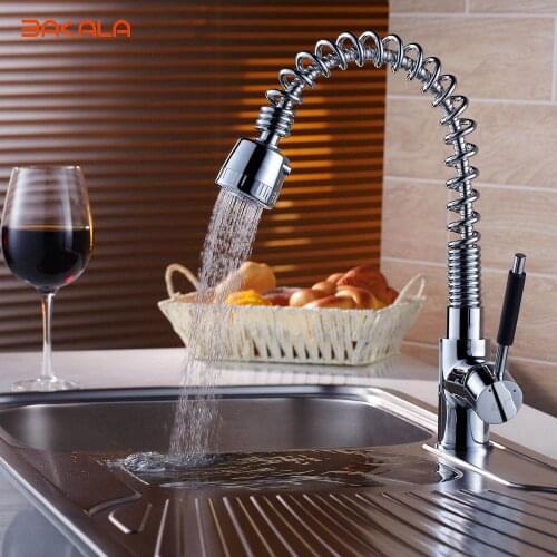 Freeshipping BAKALA Kitchen pull out sink basin mixer tap chrome swivel brass 2-function Faucet CH-8011