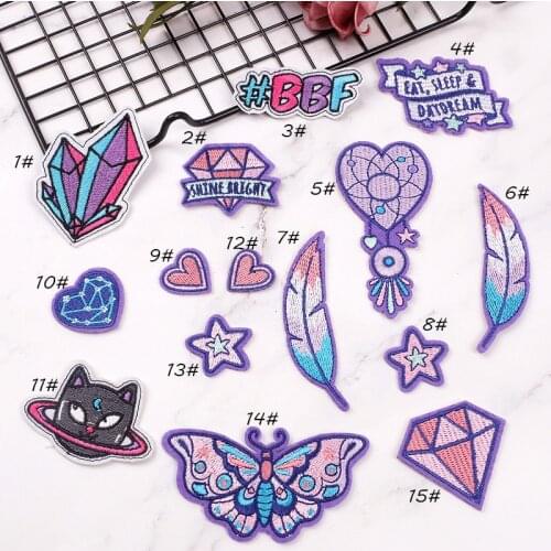 Fine Diamond Feather Blingbling Sticker Iron On Patch DIY Jeans T-shirt Patches Clothes Dream Fashion Women Accessories