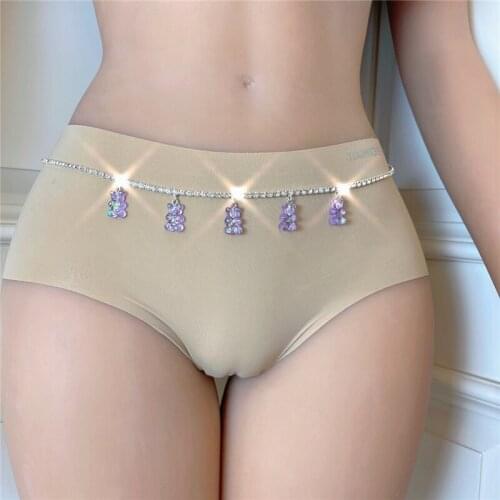 Rainbow cute bear body chain waist chain Sexy bikini beach rhinestone waist chain New wholesale candy color bear waist chain