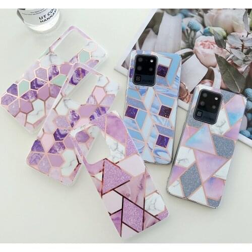 Phone Case For Samsung Note 20 10 S20 FE S10 A71 A51 A30 A50 A20 M10 A10 Lite Ultra Plus Pro Epoxy Electroplating Rhombic Cover