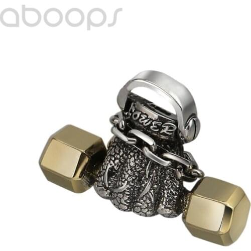 Two Tone 925 Sterling Silver Dumbbell Pendant for Men Women,Free Shipping