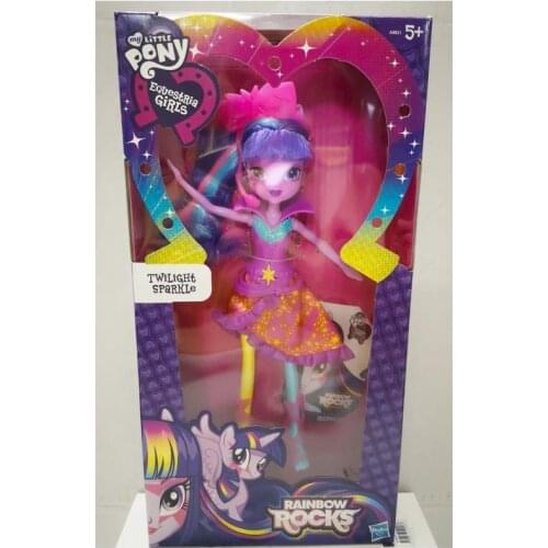 New My Little Pony Equestria Girls Rainbow Dash Fluttershy Rocks Action Figure Kids Play House Toy Dress Up Doll Set Gift