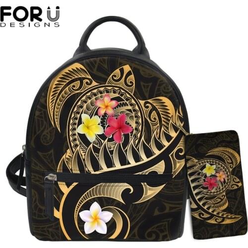 FORUDESIGNS Aotearoa Maori Turtle Silver Fern Printed 2021 Luxury Brand Leather Backpack Women Clutch Purse Mochilas Para Mujer