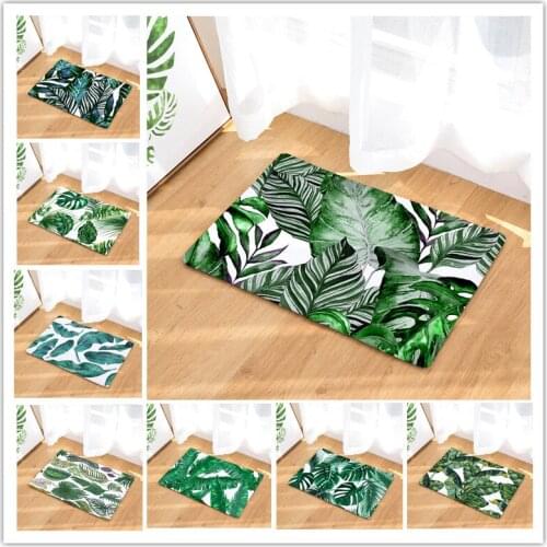 Hongbo Doormat Palm Leaf Flannel Kitchen Bathroom Anti Slip Rugs Home Entrance Floor Carpet Door Mat Decoration