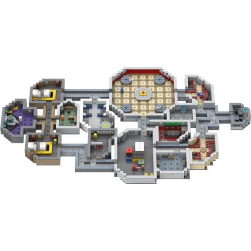 MOC Hot Game Amongss Uss the Skeld Spaceship Map Model Fleet Game Flying Building Block Bulk Model Educational Kid Bricks Toys