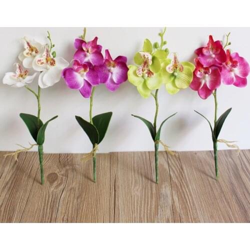 Mini Artificial Fake Flower Triple Head Artificial Butterfly Orchid Silk Fake Flower Home Wedding Decor Flower Home Garden Decor