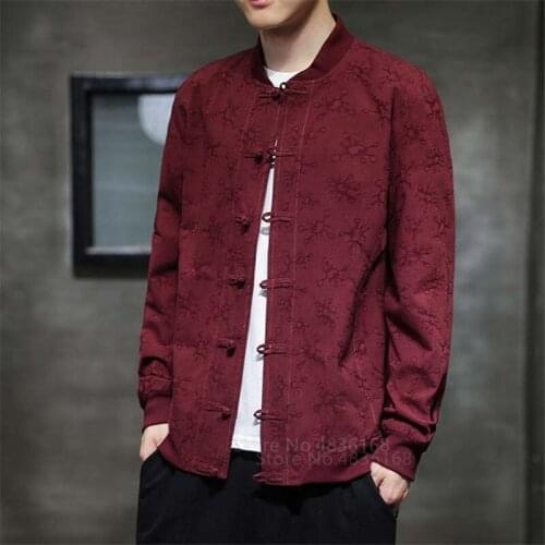 Chinese Fashion Style Tang Suit Kung Fu Chinoiserie Wu Tang Cheongsam Top Ancient Jacket Hanfu Men Dragon Shirt Cotton Linen