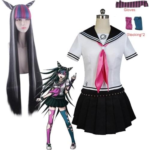 Game Mioda Ibuki Cosplay Costume Danganronpa 2 Wig Womans JK Uniforms Girl Sailor Suit Halloween Carnival Costumes