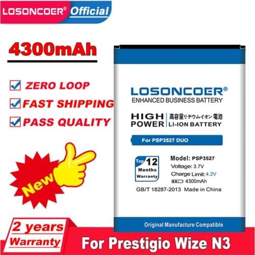 LOSONCOER NEW 4300mAh PSP3507 PSP3527 DUO battery For Prestigio Wize N3 PSP3507DUO PSP 3507 PSP3527DUO PSP5502 Muze A5 in stock
